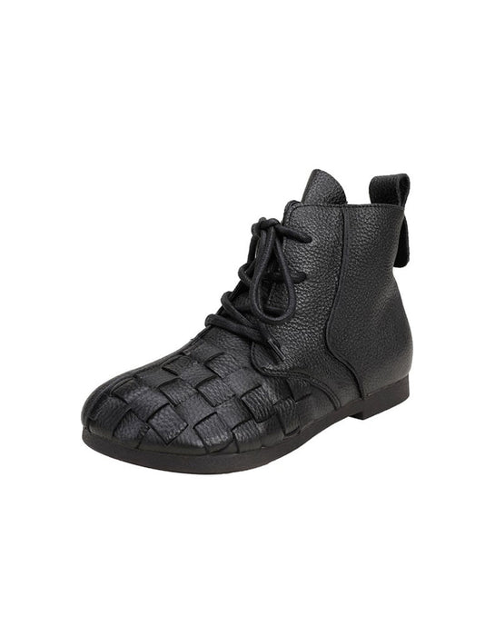 Autumn winter Handmade Retro Leather Woven Ankle Boots Oct New Trends 2020 84.20