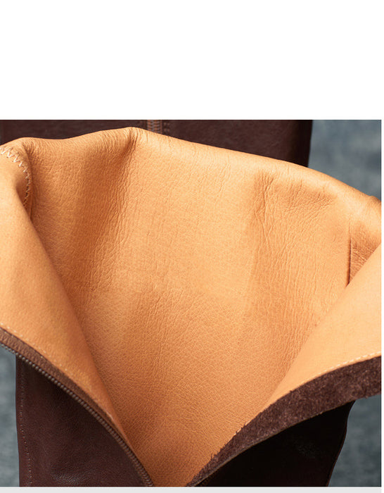 Botas altas hasta la rodilla estilo británico con hebilla lateral de cuero genuino