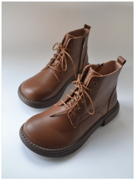 Comfortable Leather Lace-up Wide Toe Box Boots for Men 39-45