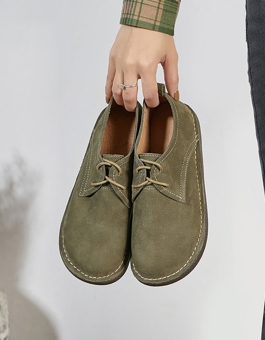 Chaussures plates confortables en cuir rétro à semelle souple