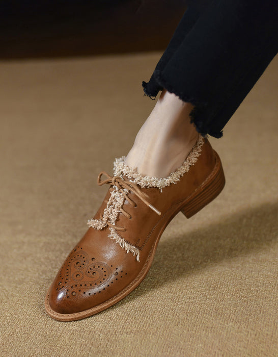 Handmade Brogue Style Classic Oxford Shoes for Women