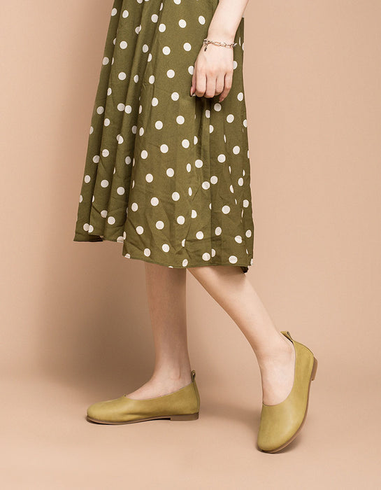 Cómodas bailarinas retro de piel suave para mujer talla 41