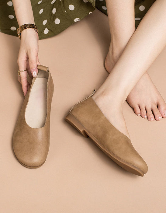 Cómodas bailarinas retro de piel suave para mujer talla 41