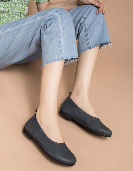 Cómodas bailarinas retro de piel suave para mujer talla 41