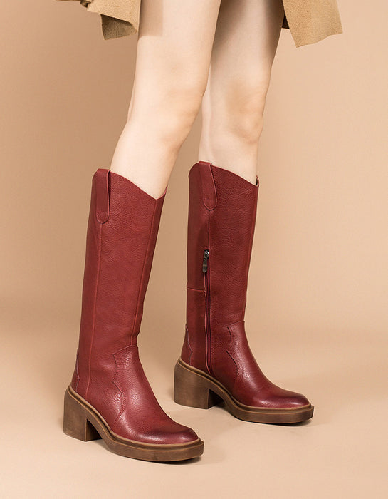Pure Leather Handmade Women's Fashion Long Boots