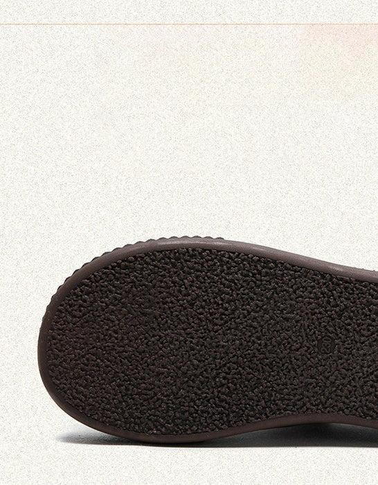 Zapatos planos retro de suela suave y cómodos de cuero con punta redonda