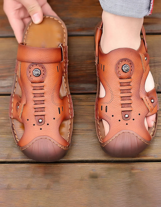 Sandales d'été en cuir découpées à bride arrière pour hommes 38-44