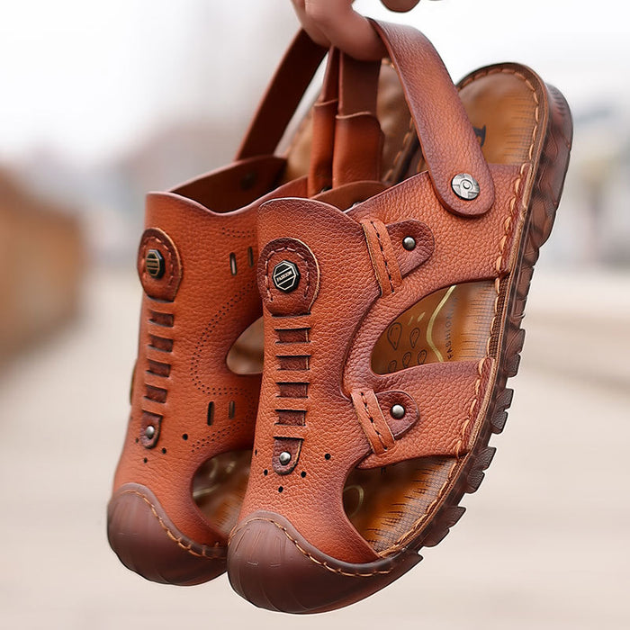 Sandales d'été en cuir découpées à bride arrière pour hommes 38-44