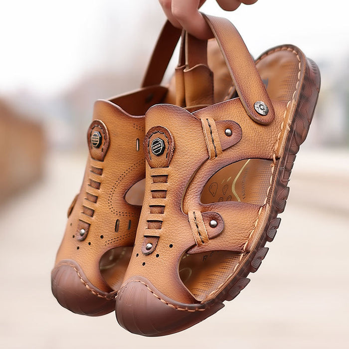 Sandales d'été en cuir découpées à bride arrière pour hommes 38-44