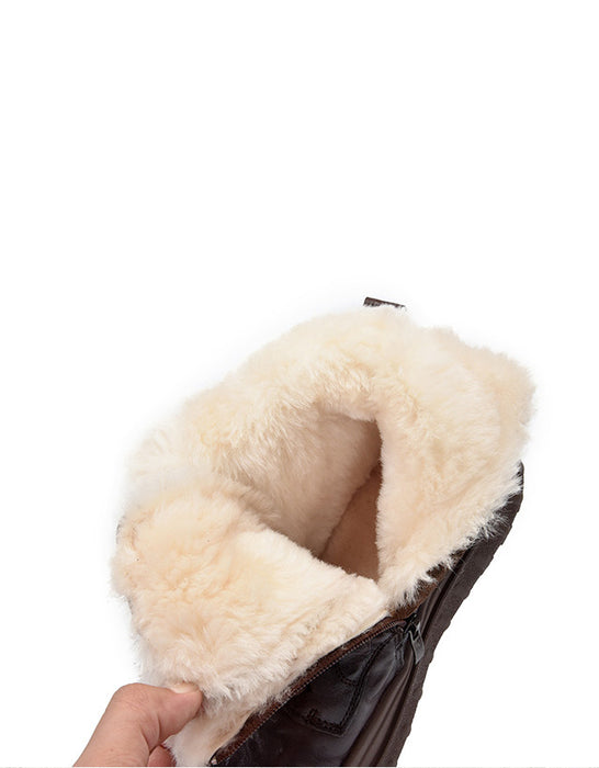 Bottes d'hiver rétro confortables et imperméables avec fourrure