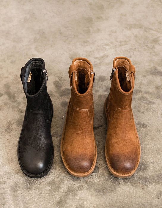 Handmade Real Leather Winter Martin Boots with Fur