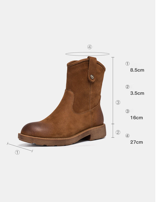 Handmade Real Leather Winter Martin Boots with Fur