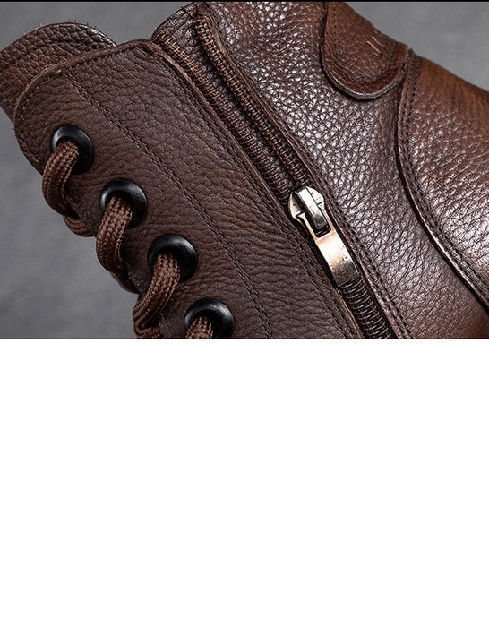 platform boots for women, handmade retro wide toe winter boots. obiono