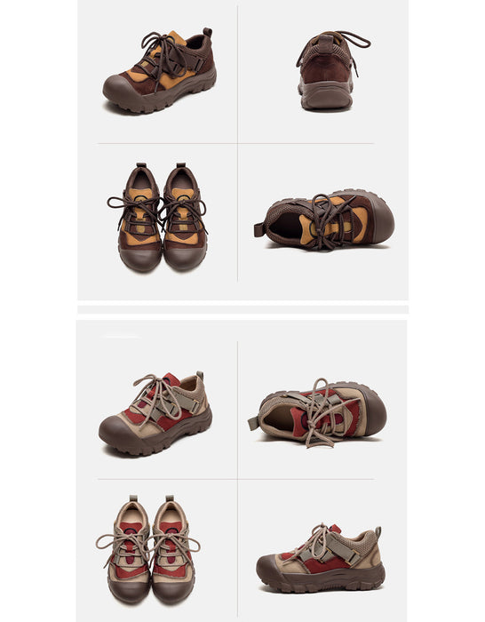 Chaussures de marche décontractées à lacets antidérapantes à bout large