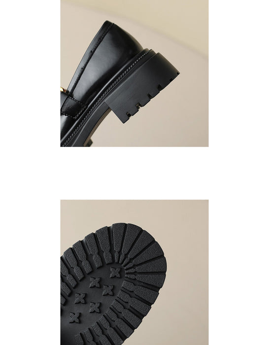 Mary Jane gruesa con tira en T versátil de cuero liso