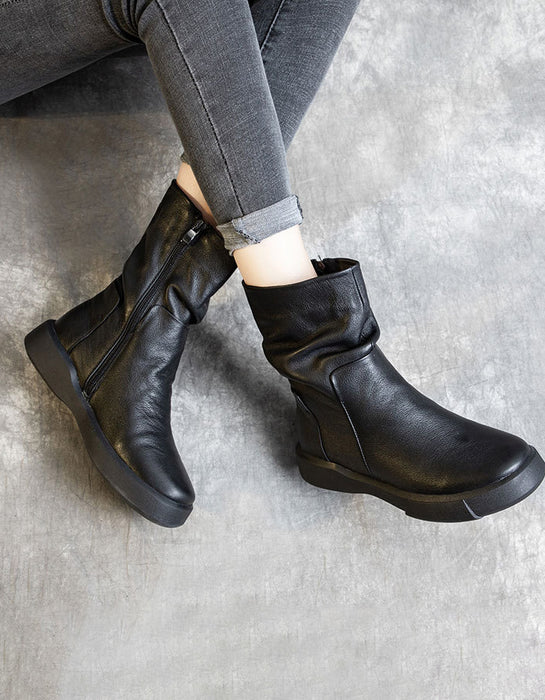 Bottes pour femmes en cuir de vachette au design plissé