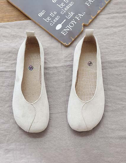 Light Weight Round Toe Suede Slip-on Flats