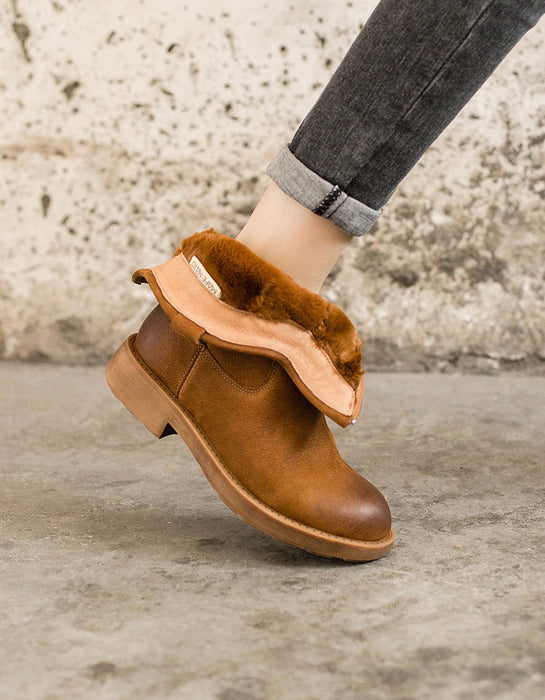 Handmade Real Leather Winter Martin Boots with Fur