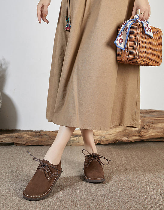 Chaussures plates confortables en cuir rétro à semelle souple