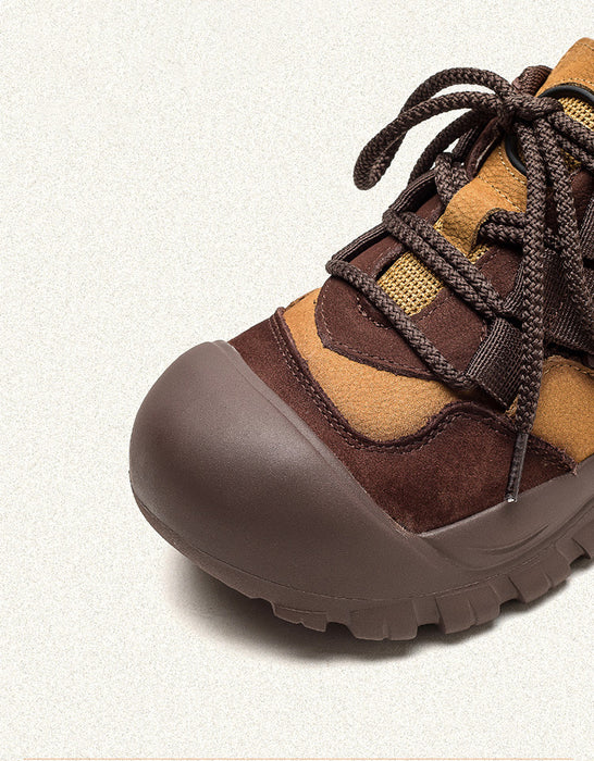 Chaussures de marche décontractées à lacets antidérapantes à bout large