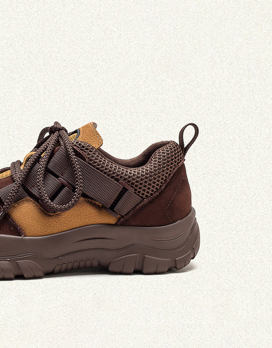 Chaussures de marche décontractées à lacets antidérapantes à bout large