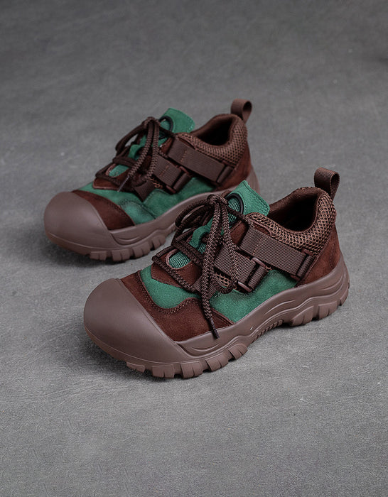 Chaussures de marche décontractées à lacets antidérapantes à bout large