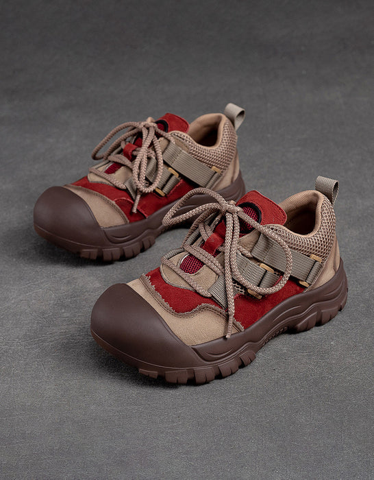 Chaussures de marche décontractées à lacets antidérapantes à bout large