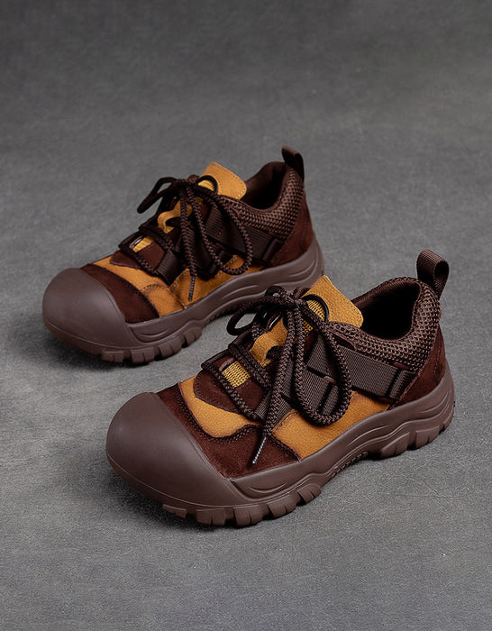 Chaussures de marche décontractées à lacets antidérapantes à bout large