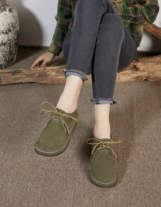 Chaussures plates confortables en cuir rétro à semelle souple