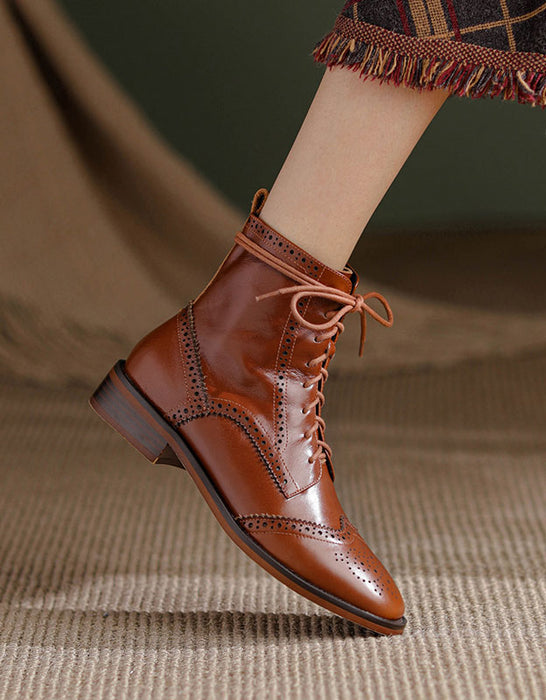 British Style Handmade Vintage Lace-up Oxford Boots