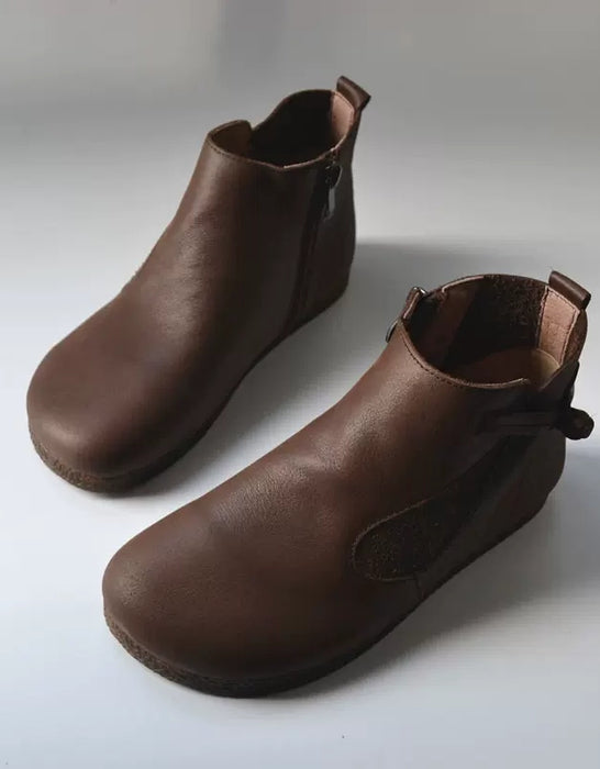 Bottes confortables en cuir à boucle et semelle souple pour femme