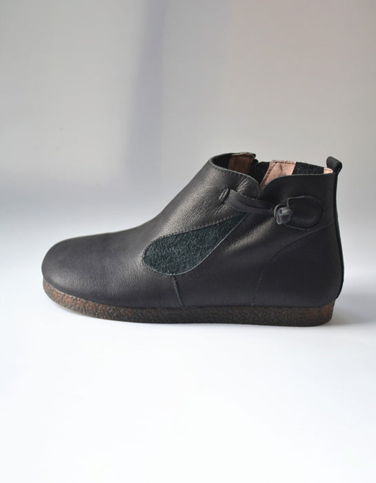 Bottes confortables en cuir à boucle et semelle souple pour femme