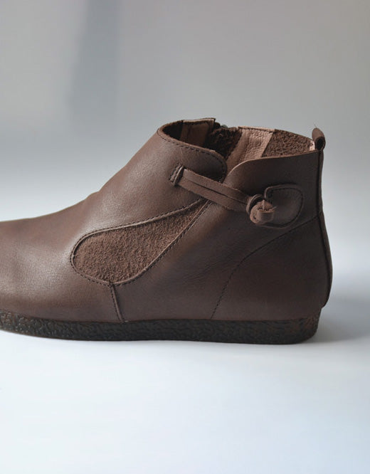 Bottes confortables en cuir à boucle et semelle souple pour femme