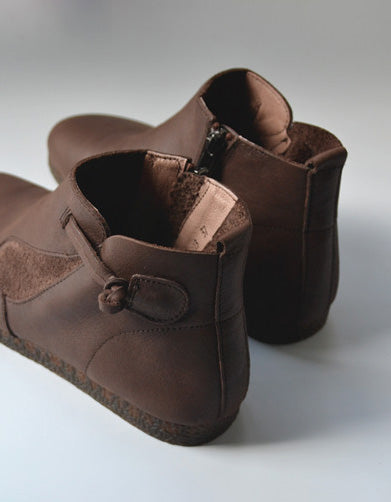 Bottes confortables en cuir à boucle et semelle souple pour femme