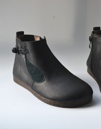 Bottes confortables en cuir à boucle et semelle souple pour femme