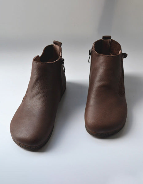 Bottes confortables en cuir à boucle et semelle souple pour femme