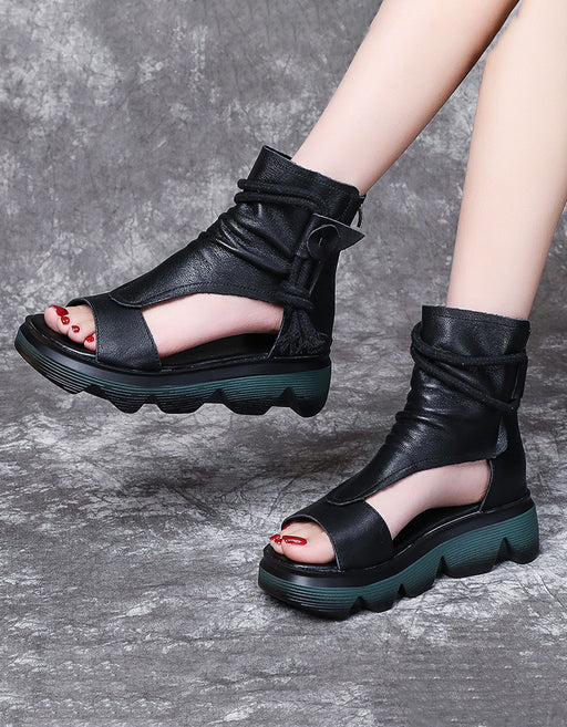 Ankle Lace-up Open Toe Retro Sandals Boots July Shoes Collection 2022 85.00