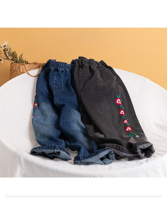 Embroidered Loose Retro Women's Denim Pants Bottoms 53.00