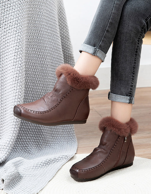 Fur Lining Retro Leather Winter Boots December New 2019 89.50