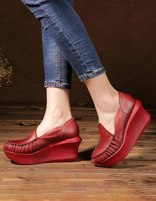 Handmade Pleated Vintage Elegant Wedge Shoes Feb Shoes Collection 2022 125.00