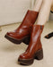 Handmade Platform Leather Mid-calf Boots Sep Shoes Collection 2022 288.00