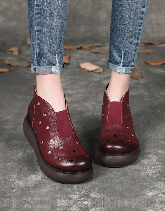 Handmade Retro Front Elastic Hollow Wedge Boots Aug Shoes Collection 2022 105.50