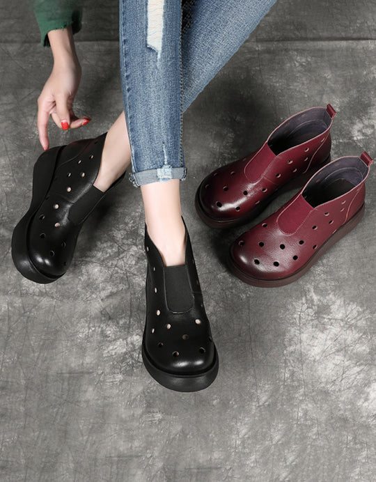 Handmade Retro Front Elastic Hollow Wedge Boots Aug Shoes Collection 2022 105.50