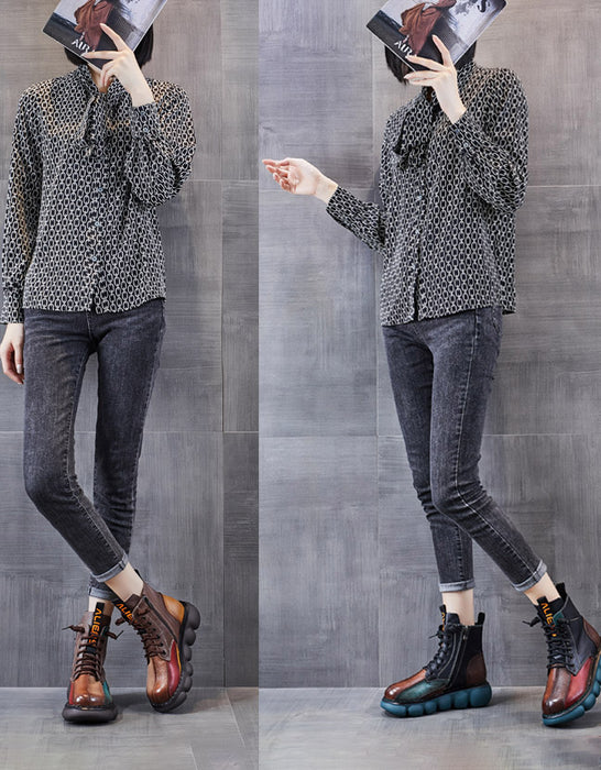 Splicing Leather Non-slip Waterproof Platform Boots Dec Shoes Collection 2022 138.90