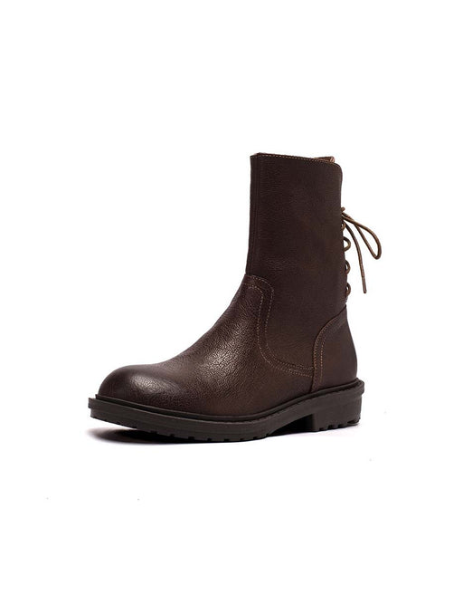 Real Leather Non-slip Waterproof Back Lace-up Boots Dec Shoes Collection 2022 189.90