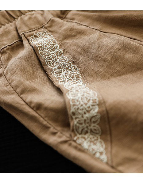 Pocket Embroidery Linen Pants for women Accessories 49.50