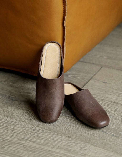 Retro Leather Round Toe Comfortable Slippers April Trend 2020 79.50