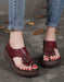 Retro Leather Summer Flip-Flop Wedge Sandals July New Arrivals 2020 86.66