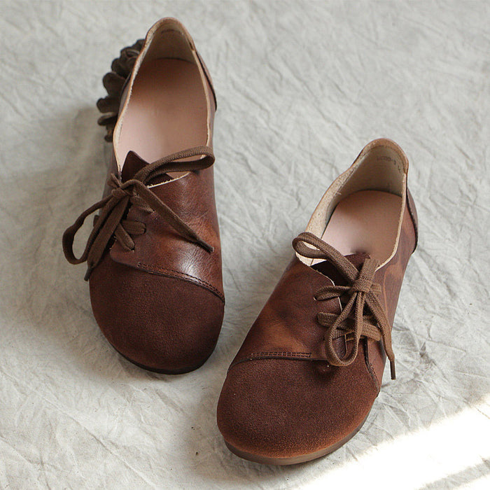 Comfortable Suede Side Lace-up Retro Flat shoes 34-41