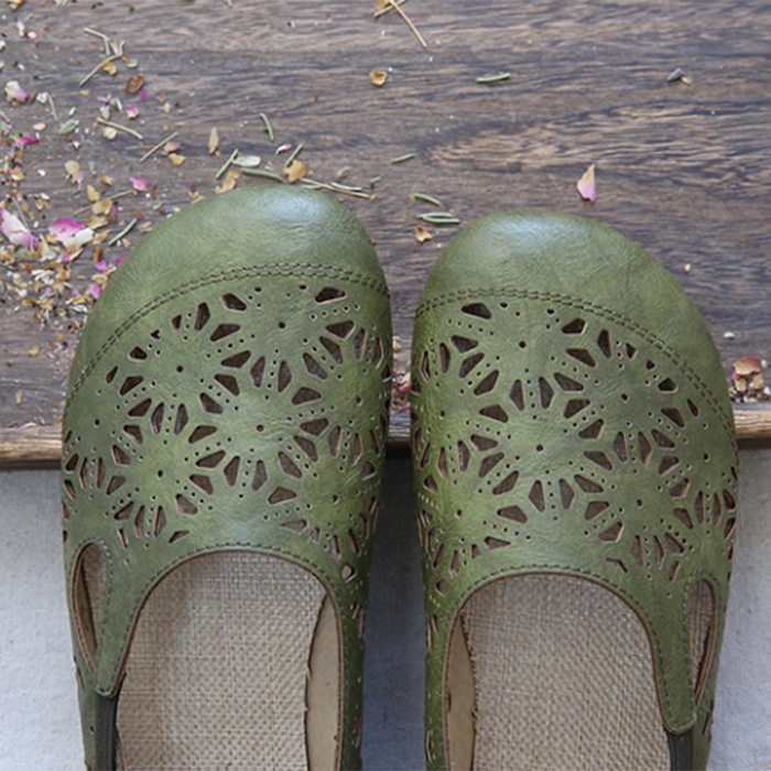 Comfortable Retro Hollow Round Toe Summer Flats March New 2020 61.00
